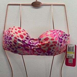 Hula Honey Size Medium Animal Print Padded Underwire Strapless Bikini Top. New